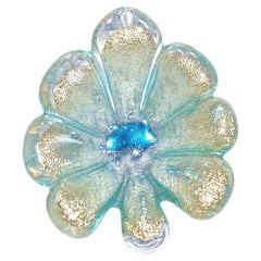 Mid Century Archimede Seguso Attributed Murano Glass Gold Leaf Dish