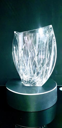 Galway Irish Crystal Large Cut Glass Navette Vase