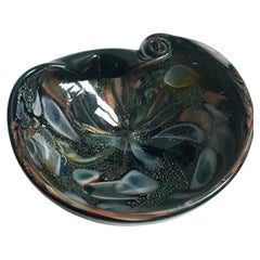 Mid-Century Murano Tutti Frutti Glass Shell Bowl with Aventurine