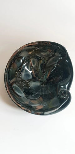 Mid-Century Murano Tutti Frutti Glass Shell Bowl with Aventurine