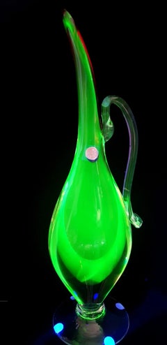 Mid Century Italian Murano Sommerso Uranium Glass Ewer Carafe Vase