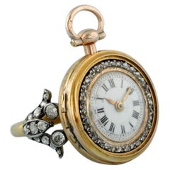 Swiss Miniature Gold and Diamond-Set Fusee Ring Watch, Cylinder Escapement