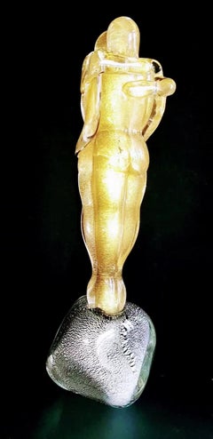 Renato Anatra Signed Murano Glass Embracing Lovers Sculpture, Arte '80