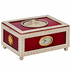 Swiss Guilloché Enamel Singing Bird Box with Integrated Watch