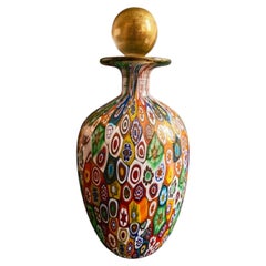 Silvano Signoretto Murano Millefiori Art Glass Bottle with Stopper