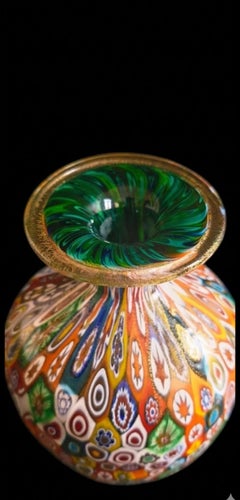 Silvano Signoretto Murano Millefiori Art Glass Bottle with Stopper