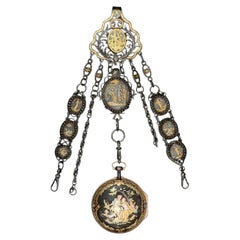 Le Roy Paris Verge Pocket Watch and Matching Steel Chatelaine