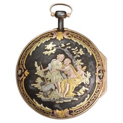 Le Roy Paris Verge Pocket Watch and Matching Steel Chatelaine
