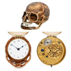 Thos Simson Hertford Memento Mori Verge Pocket Watch in Painted Skull Case