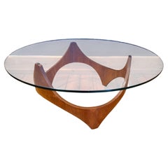 Mid-Century Teak and Glass Biomorphic Coffee Table, Attributed to Henry P. Glass