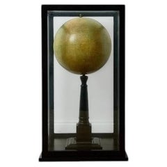 Large Floor-Standing Terrestrial Globe in Ebonised Glazed Vitrine