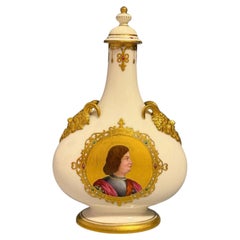 Kerr & Binns Worcester Porcelain Lodovico Sforza Lidded Flask Vase