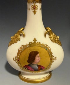 Kerr & Binns Worcester Porcelain Lodovico Sforza Lidded Flask Vase