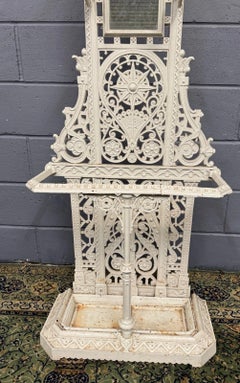 Antique Victorian Scottish Cast Iron Hall Stand by Falkirk Foundry