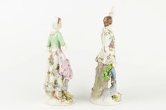 Pair of Crowned N Porcelain Pastoral Figurines, Shepherd and Shepherdess