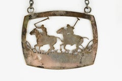 Set of Three Sterling Silver Polo Player Decanter Labels, Birmingham 1987