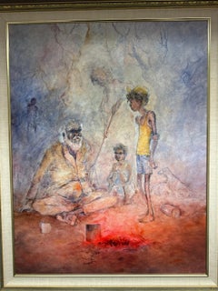 Brian Nunan 'The Storyteller' Large Framed Australian Oil Painting
