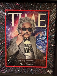 Mr Sly Signed Original Mixed Media Albert Einstein Time Magazine Painting