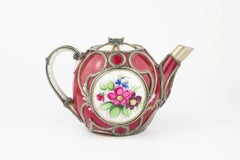 Gardner Factory Russian Porcelain & Filigree Mounted Teapot, c.1870