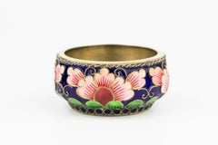 Russian 916 Silver-Gilt Cloisonné Enamel Salt Cellar Bowl