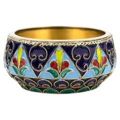 Russian Soviet 916 Silver-Gilt Cloisonné Enamel Salt Cellar