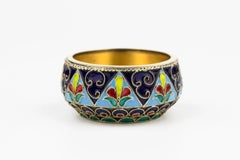 Russian Soviet 916 Silver-Gilt Cloisonné Enamel Salt Cellar