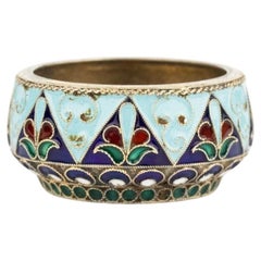Soviet Russian 916 Silver-Gilt and Cloisonné Enamel Salt Cellar