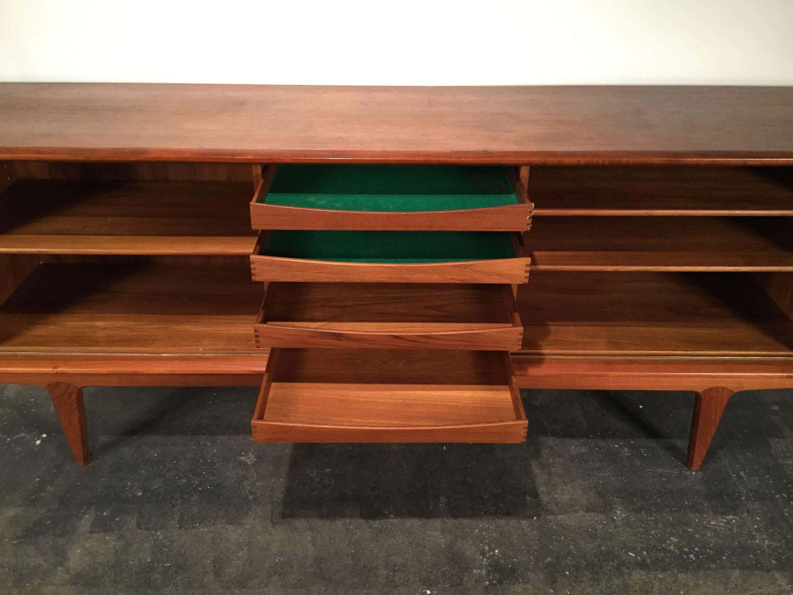 Danish Bernhard Pedersen & Sons Teak Sideboard with Tambour Doors