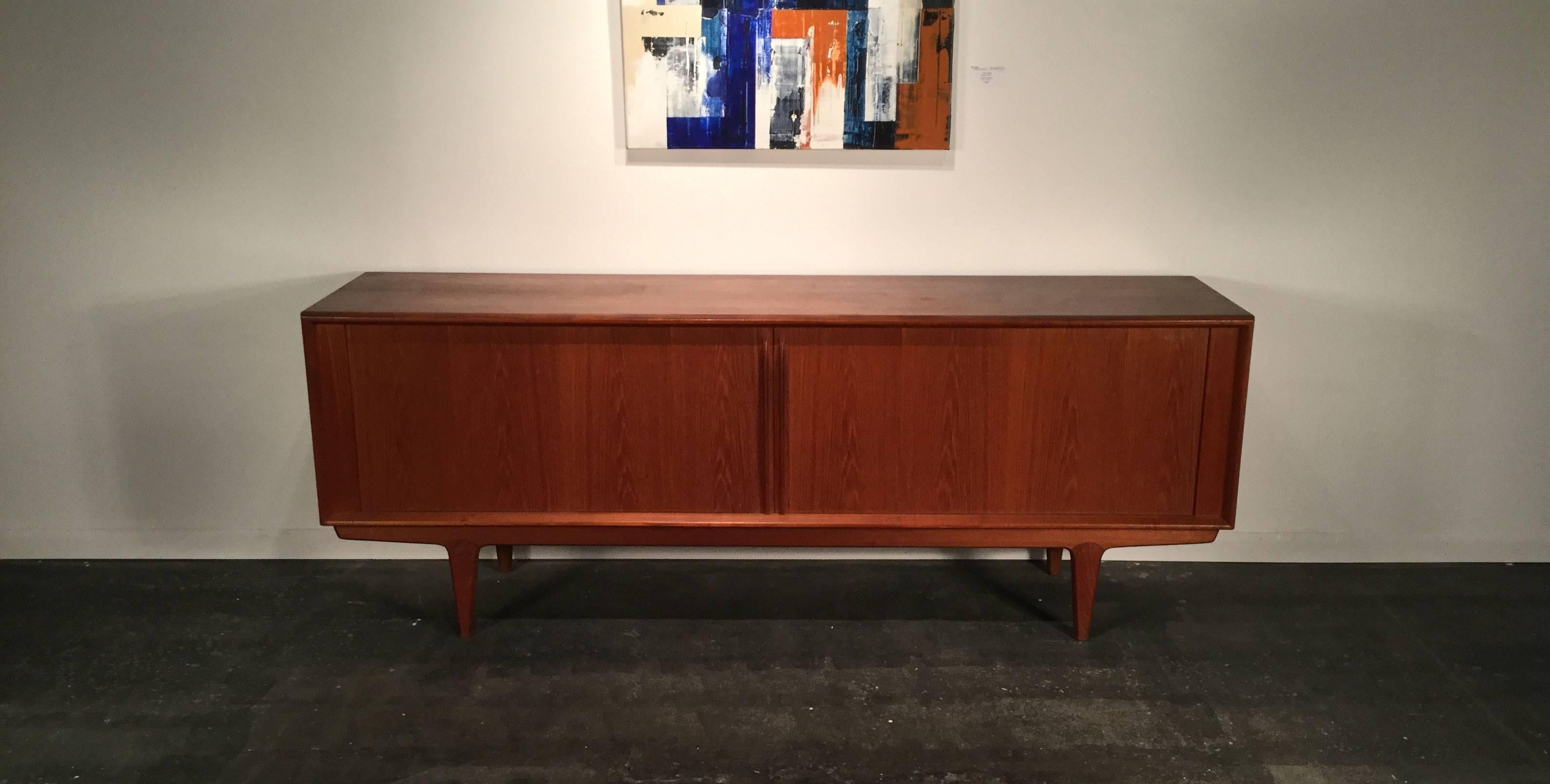 Scandinavian Modern Bernhard Pedersen & Sons Teak Sideboard with Tambour Doors