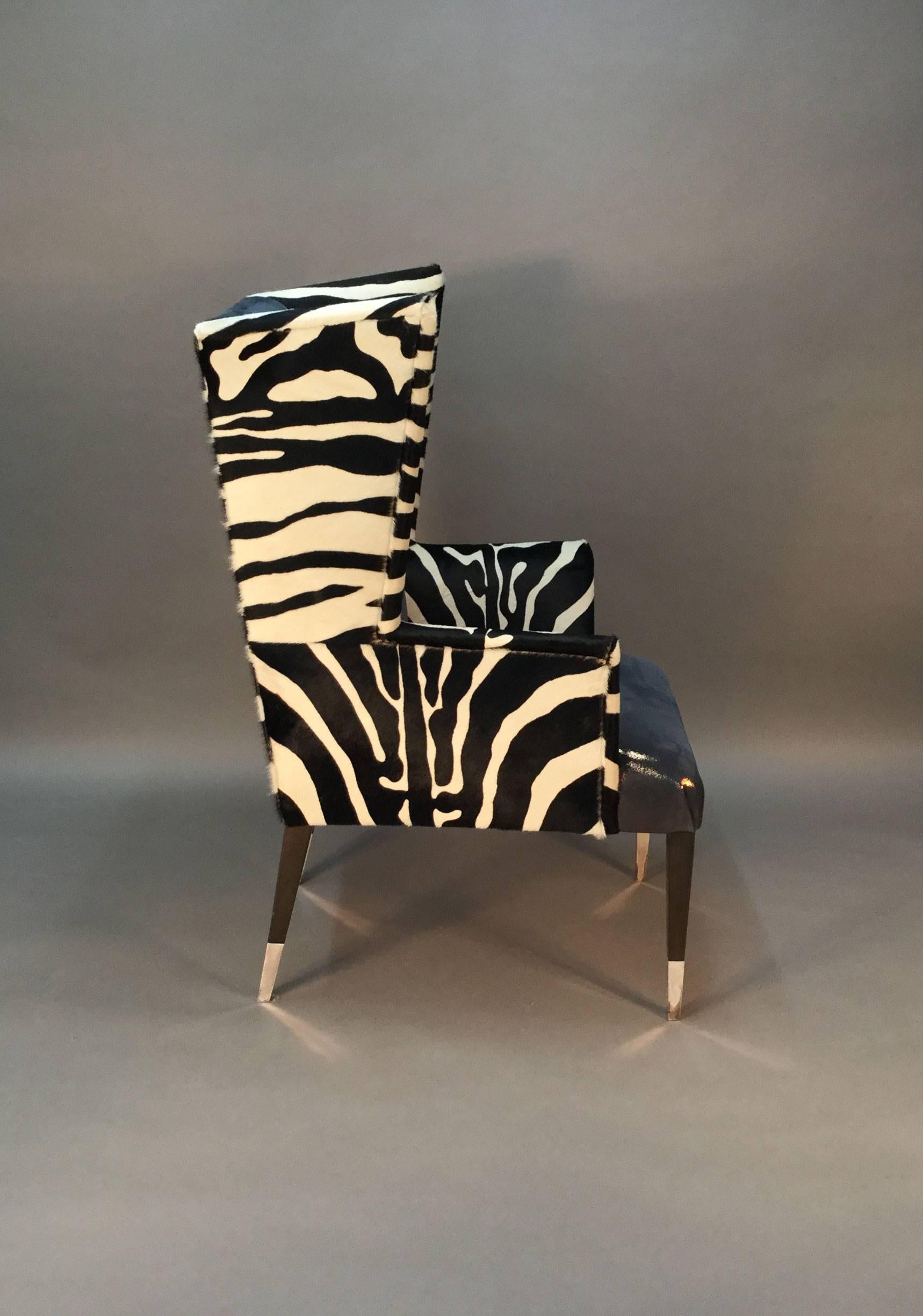 zebra wingback chair
