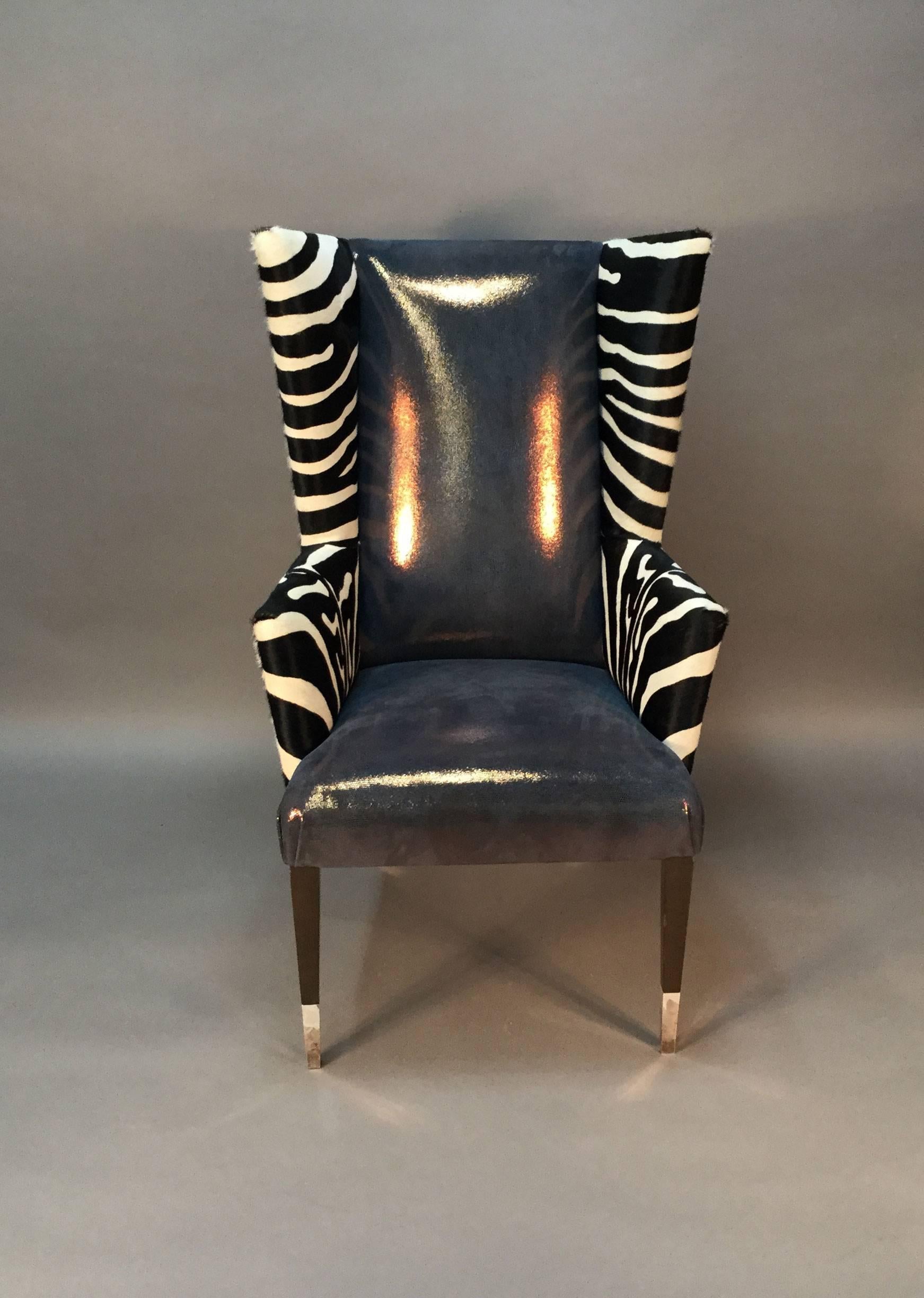 zebra print wingback chair