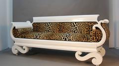 Newly Laquered and Upholstered Empire Style Sofa in Leopard Print