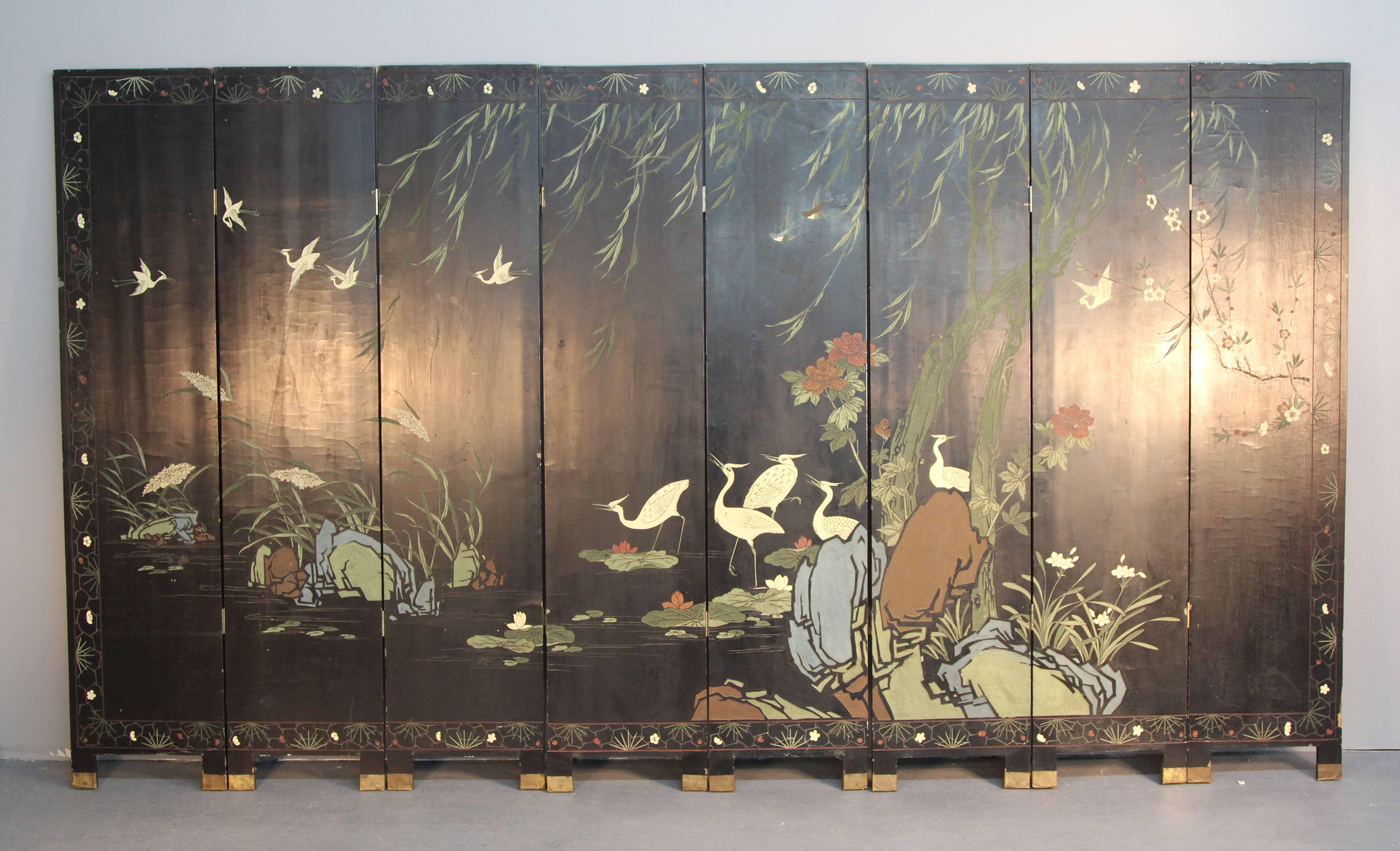 Eight-Panel Asian Folding Screen 3