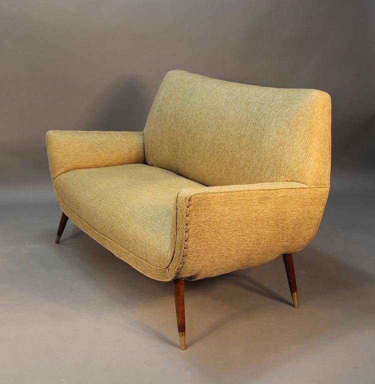 MidCentury Modern Upholstered Loveseat at 1stDibs velvet loveseat