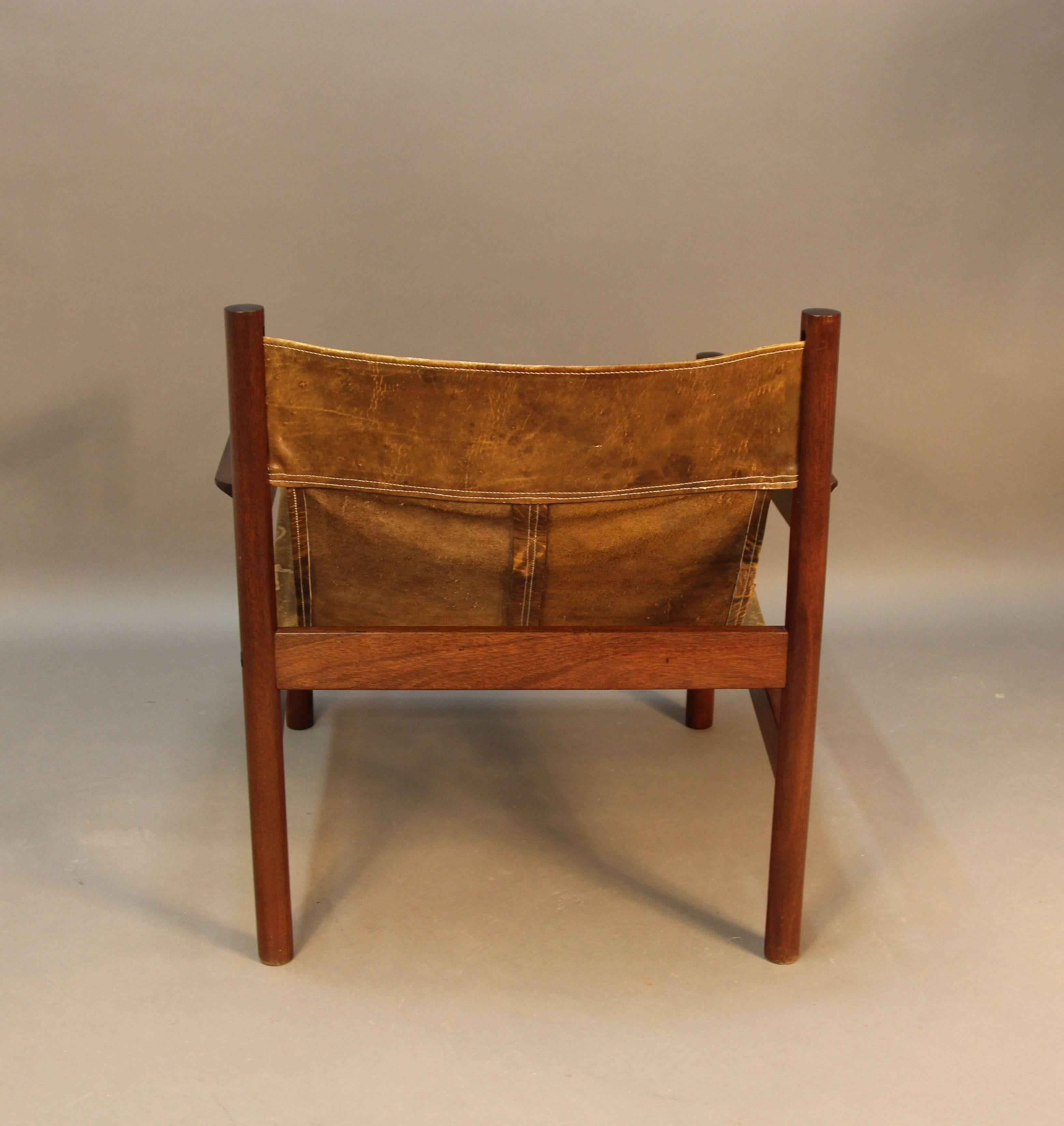 Michel Arnoult Distressed Leather Sling Back Chair at 1stDibs michel arnoult chair, leather