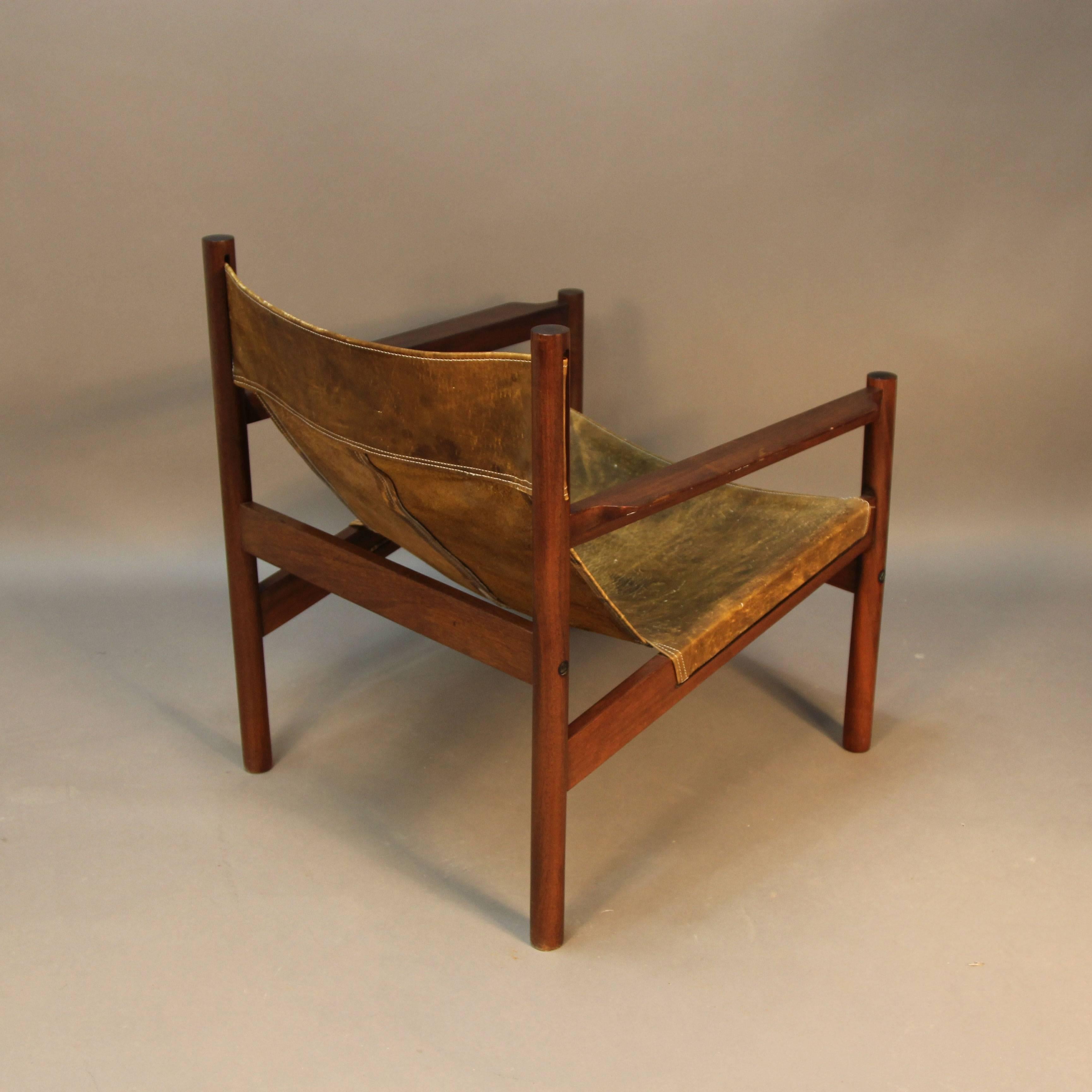Argentine Michel Arnoult Distressed Leather Sling Back Chair