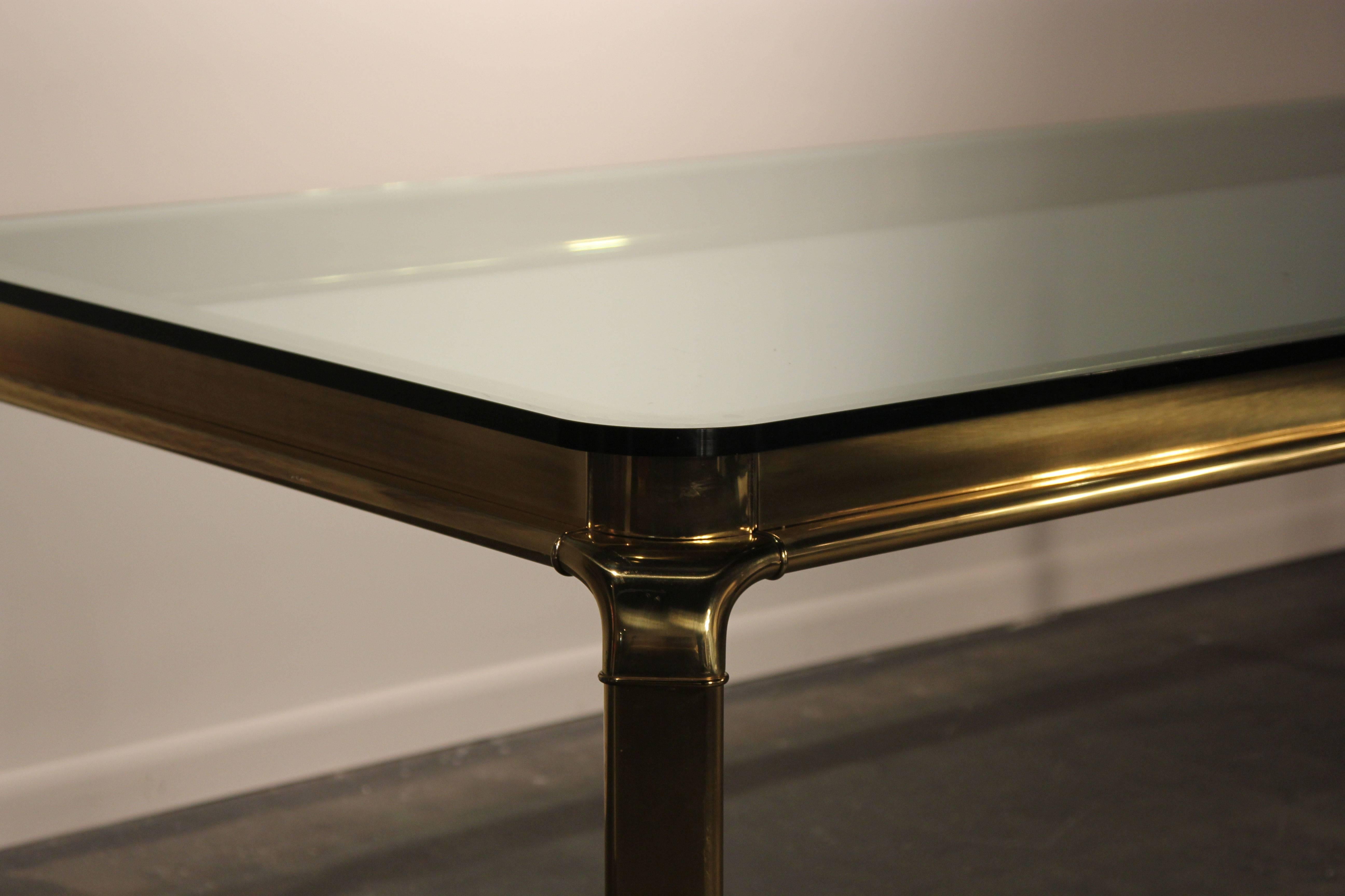 American Large Brass and Glass Widdicomb Dining Table