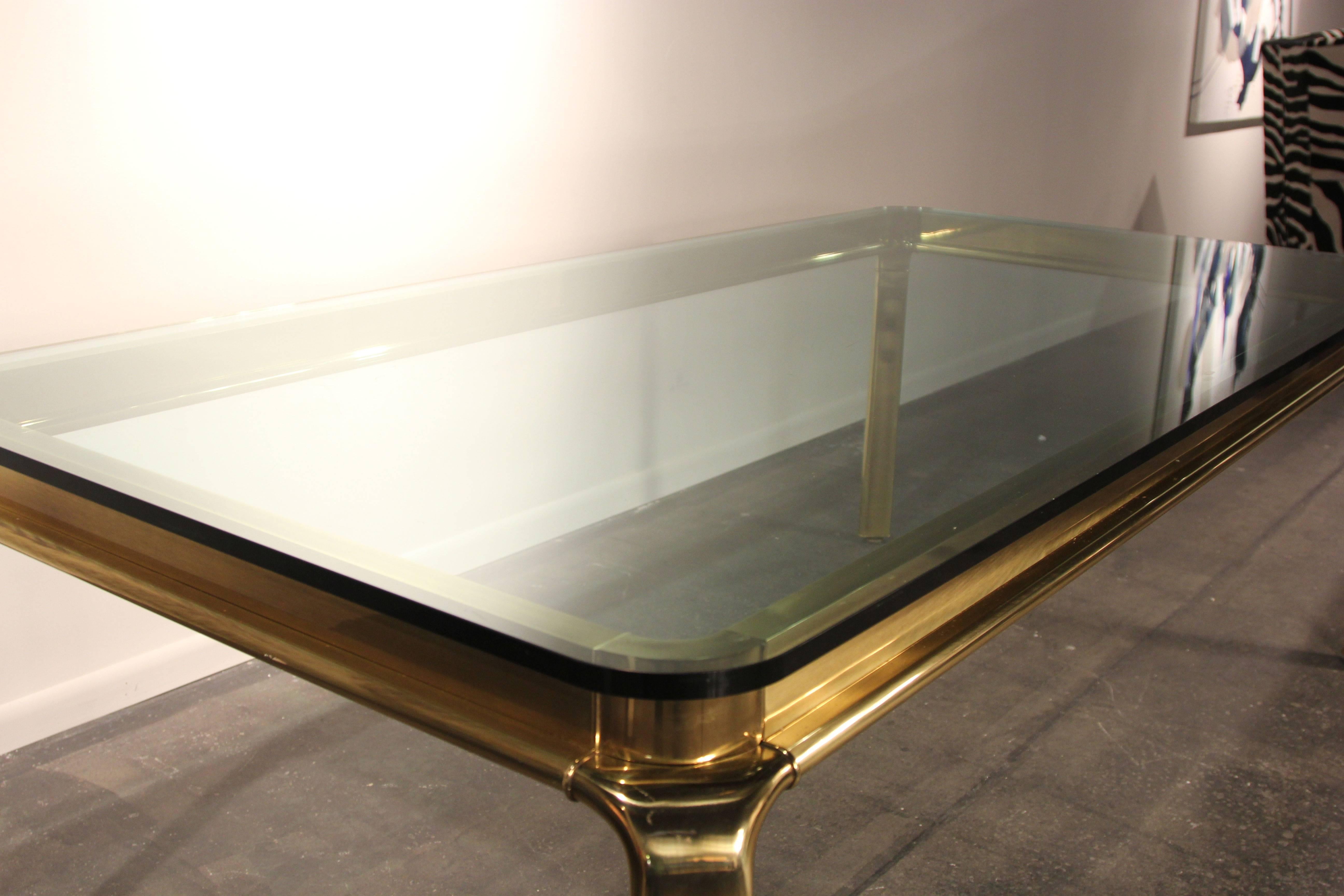 Late 20th Century Large Brass and Glass Widdicomb Dining Table