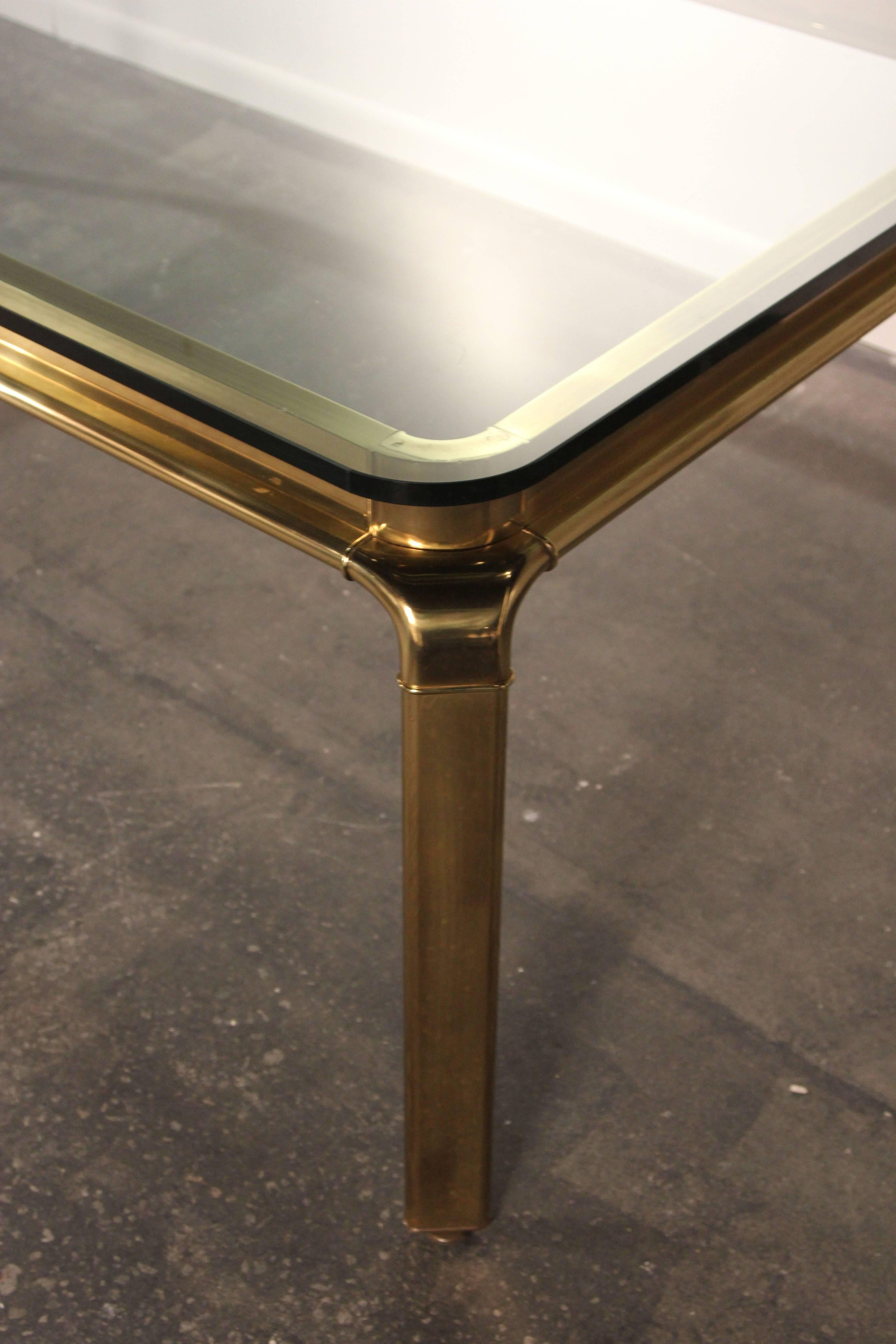 Large Brass and Glass Widdicomb Dining Table In Excellent Condition In Bridport, CT
