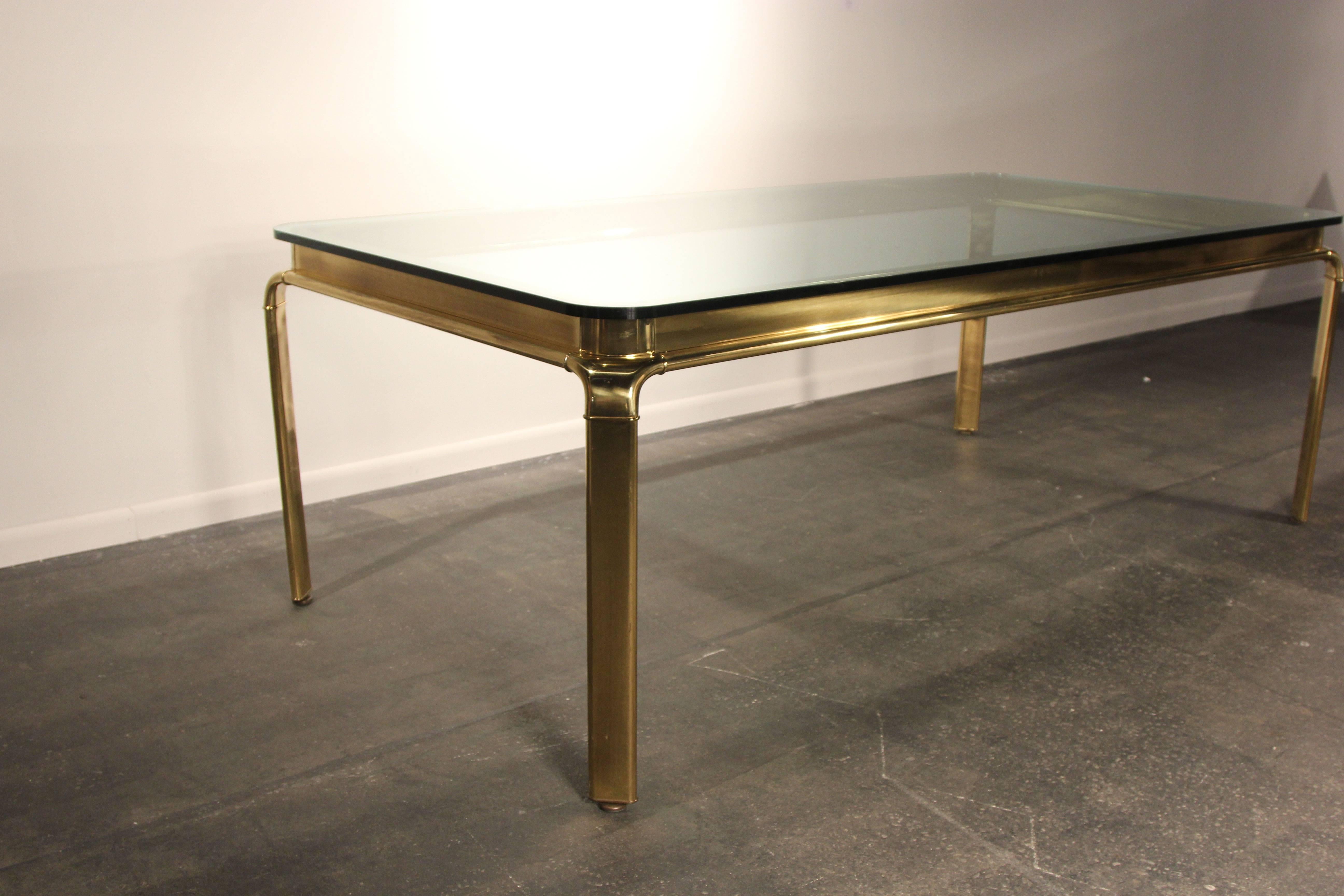 Large Brass and Glass Widdicomb Dining Table 2