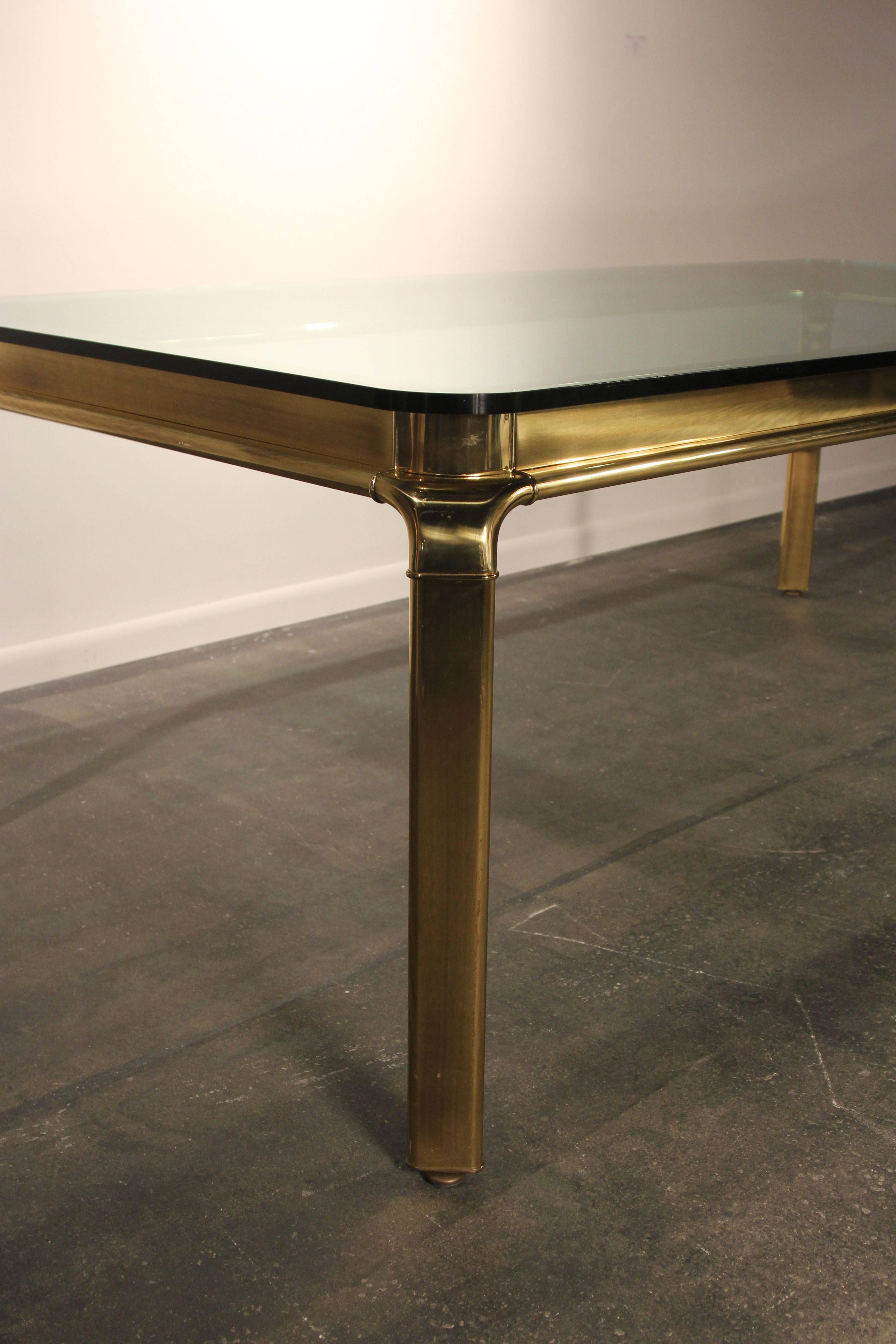 Large Brass and Glass Widdicomb Dining Table 1