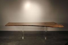 Live Edge Dining Table or Desk Floating with Lucite Legs