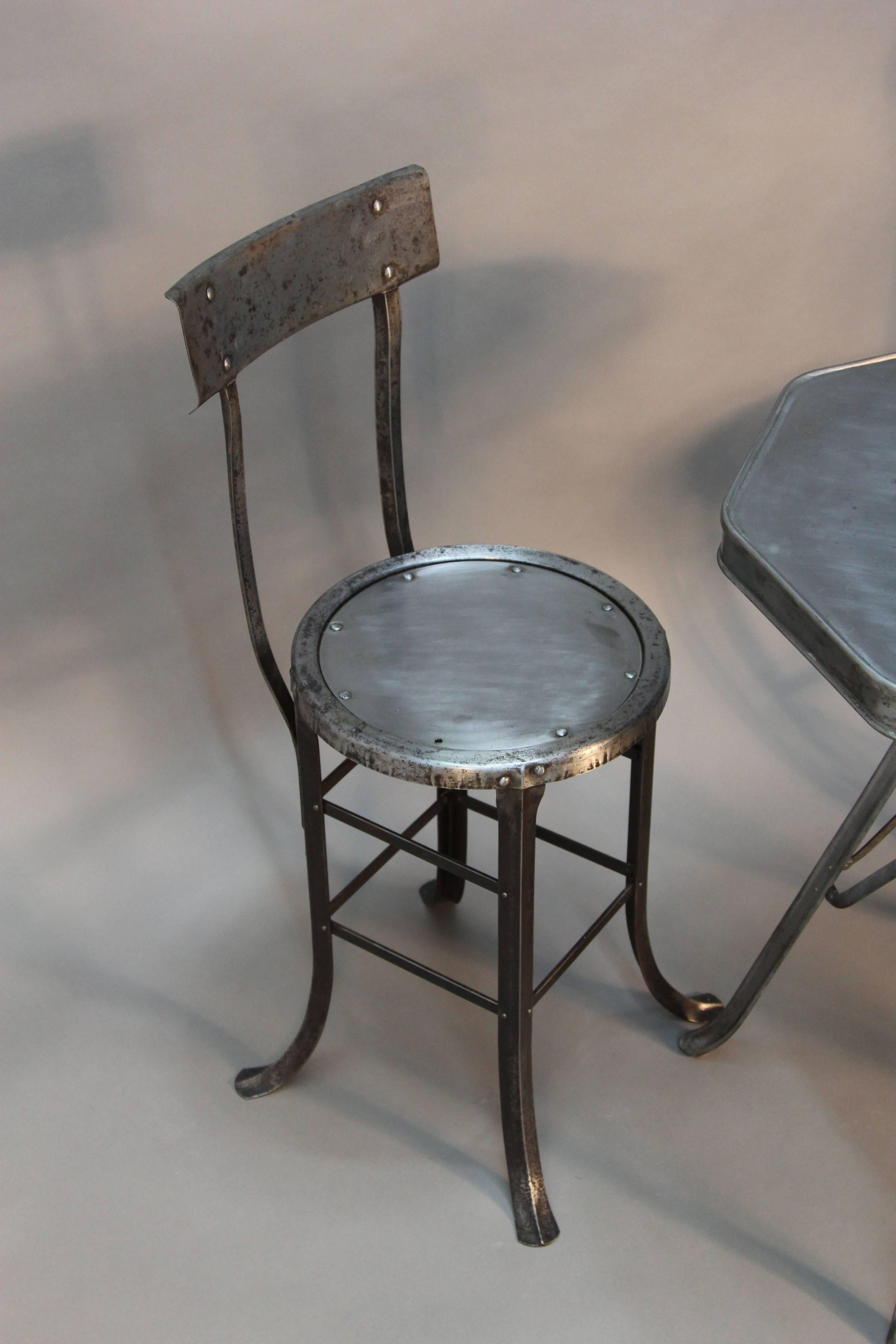 Unknown Industrial Bistro Table and Chair Set