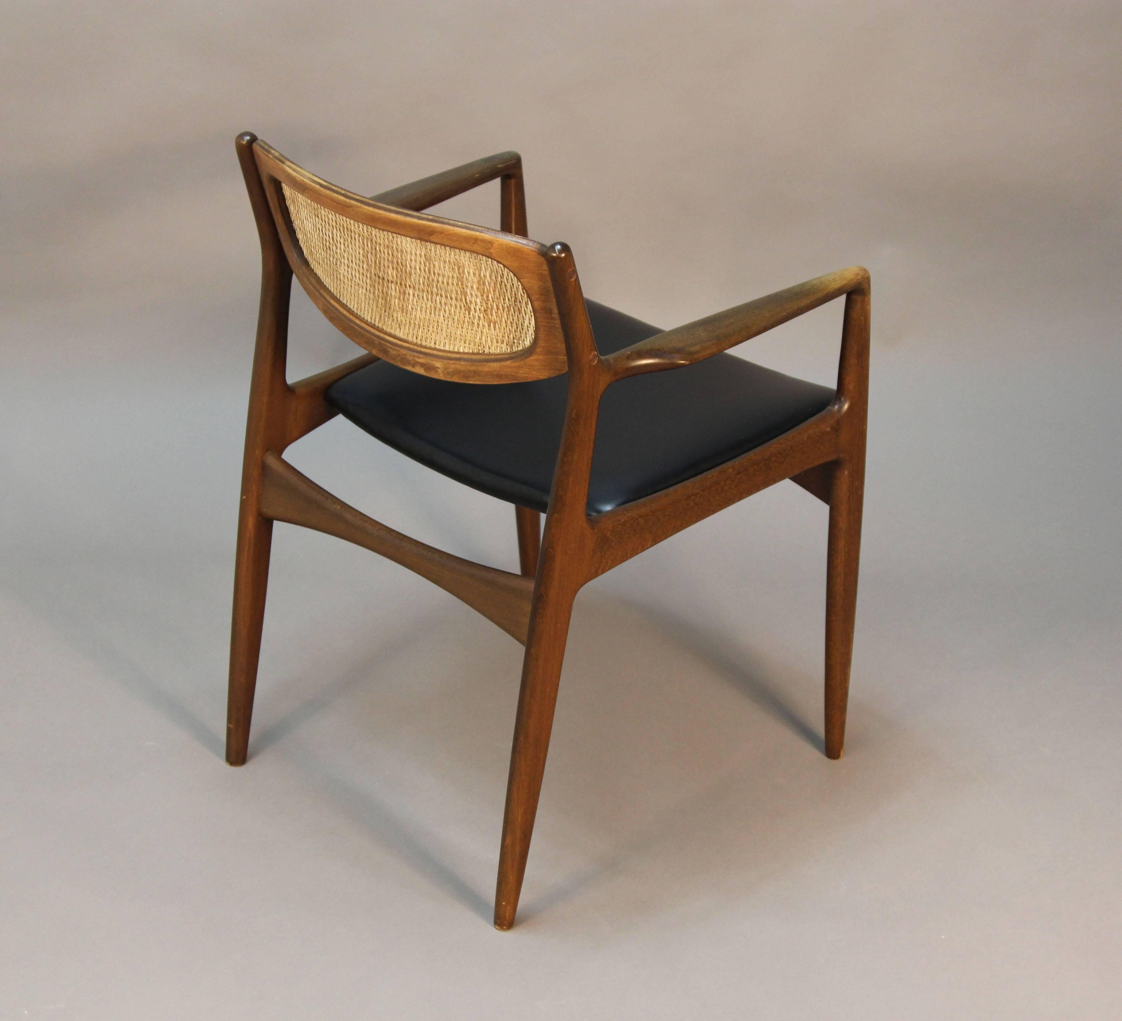 Scandinavian Modern Set of Six Danish Modern Selig Walnut Dining Chairs with Caned Back