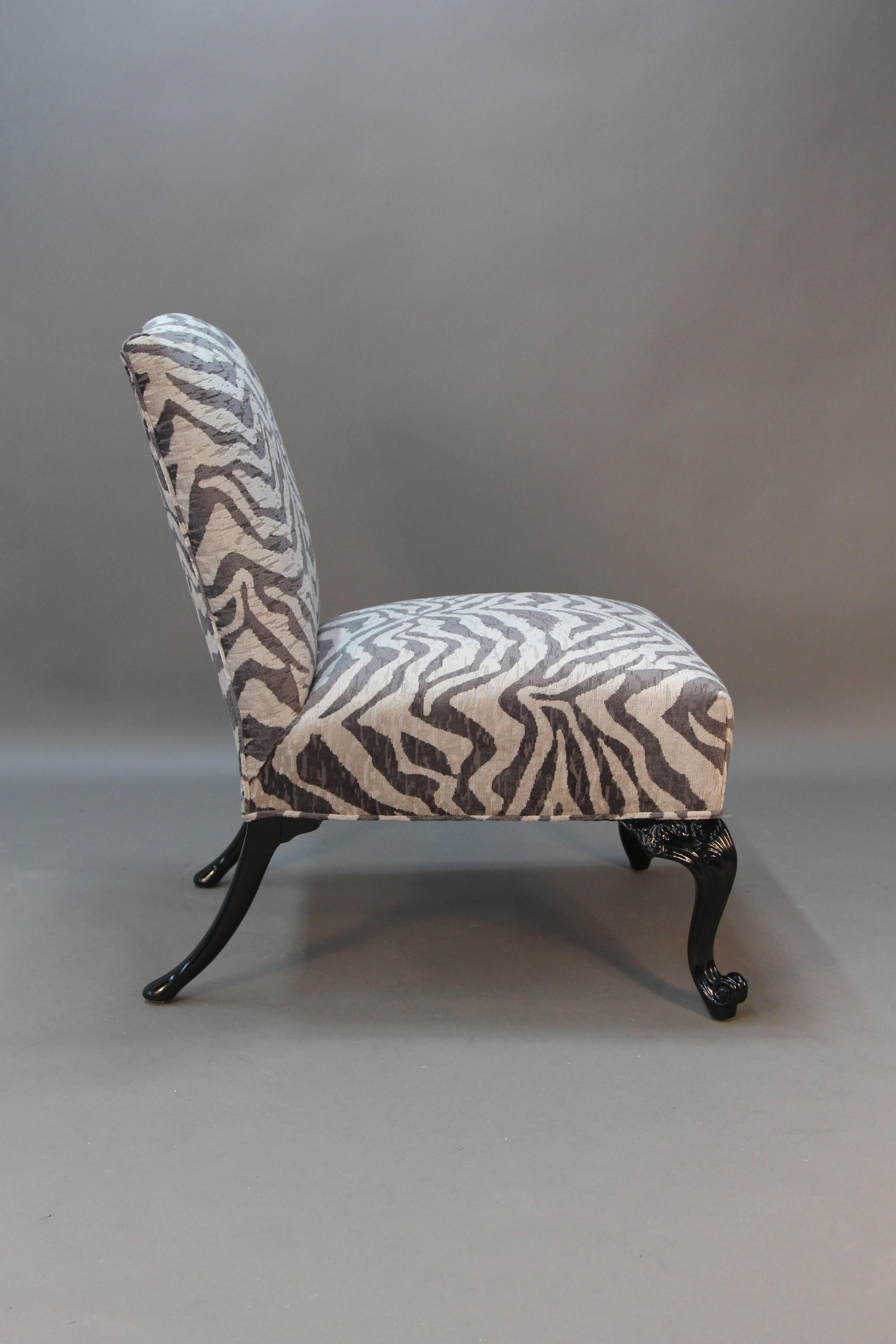 American Newly Lacquered and Upholstered Traditional Slipper Chairs For Sale