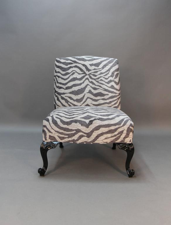 Newly Lacquered and Upholstered Traditional Slipper Chairs For Sale at