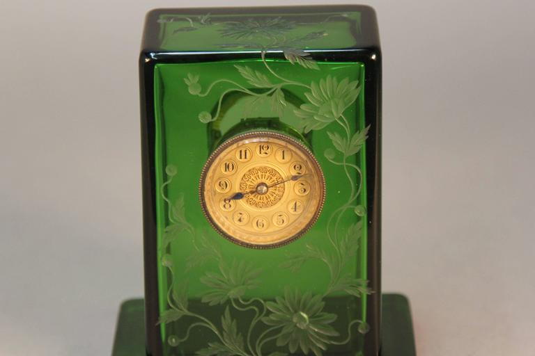 Antique Wheel Carved Glass Clock For Sale at 1stDibs