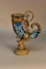 Antique Moser Enamel Glass and Bronze Centerpiece