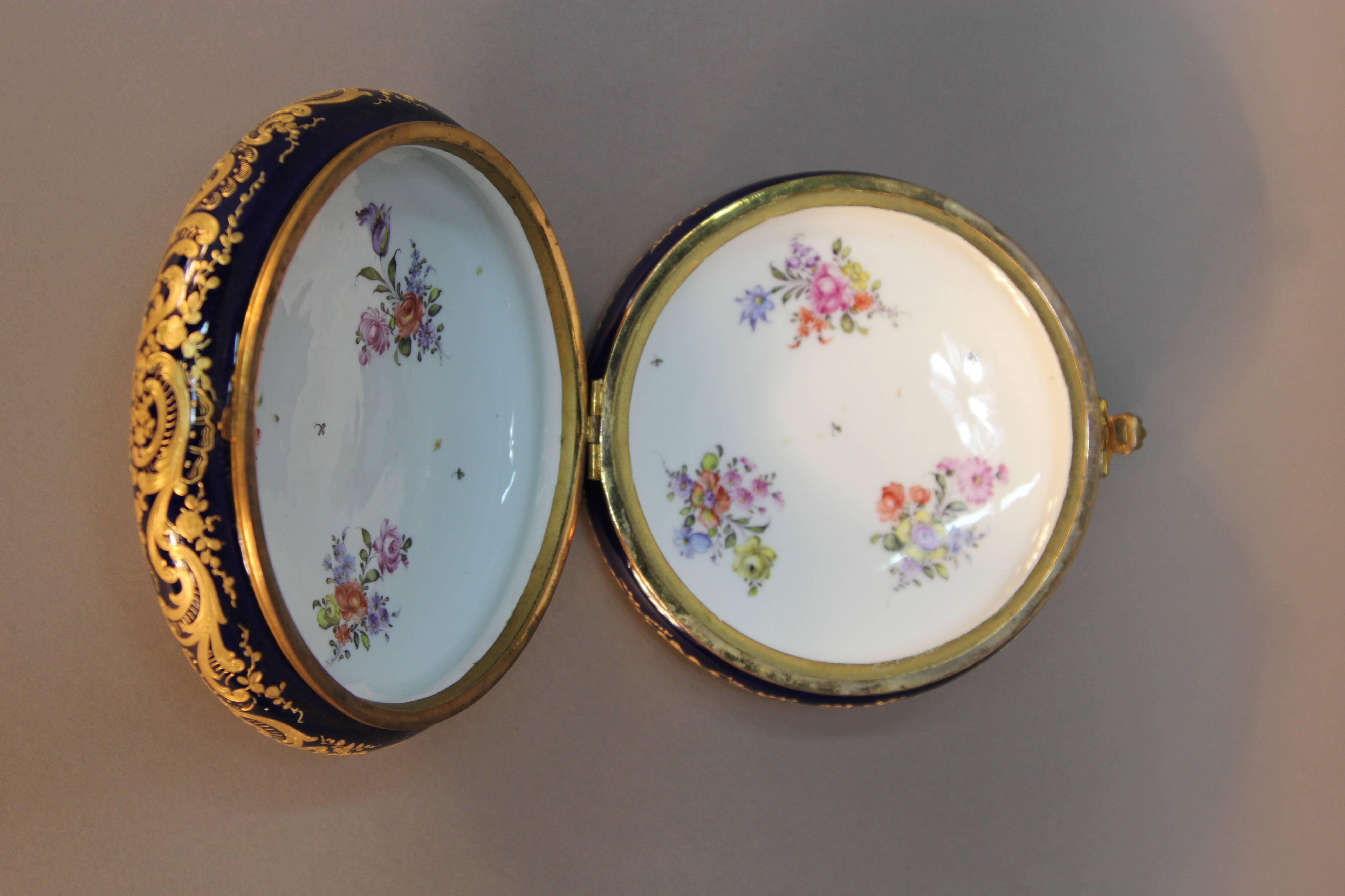 Late 19th Century Antique Round Sevres Jewel Box For Sale