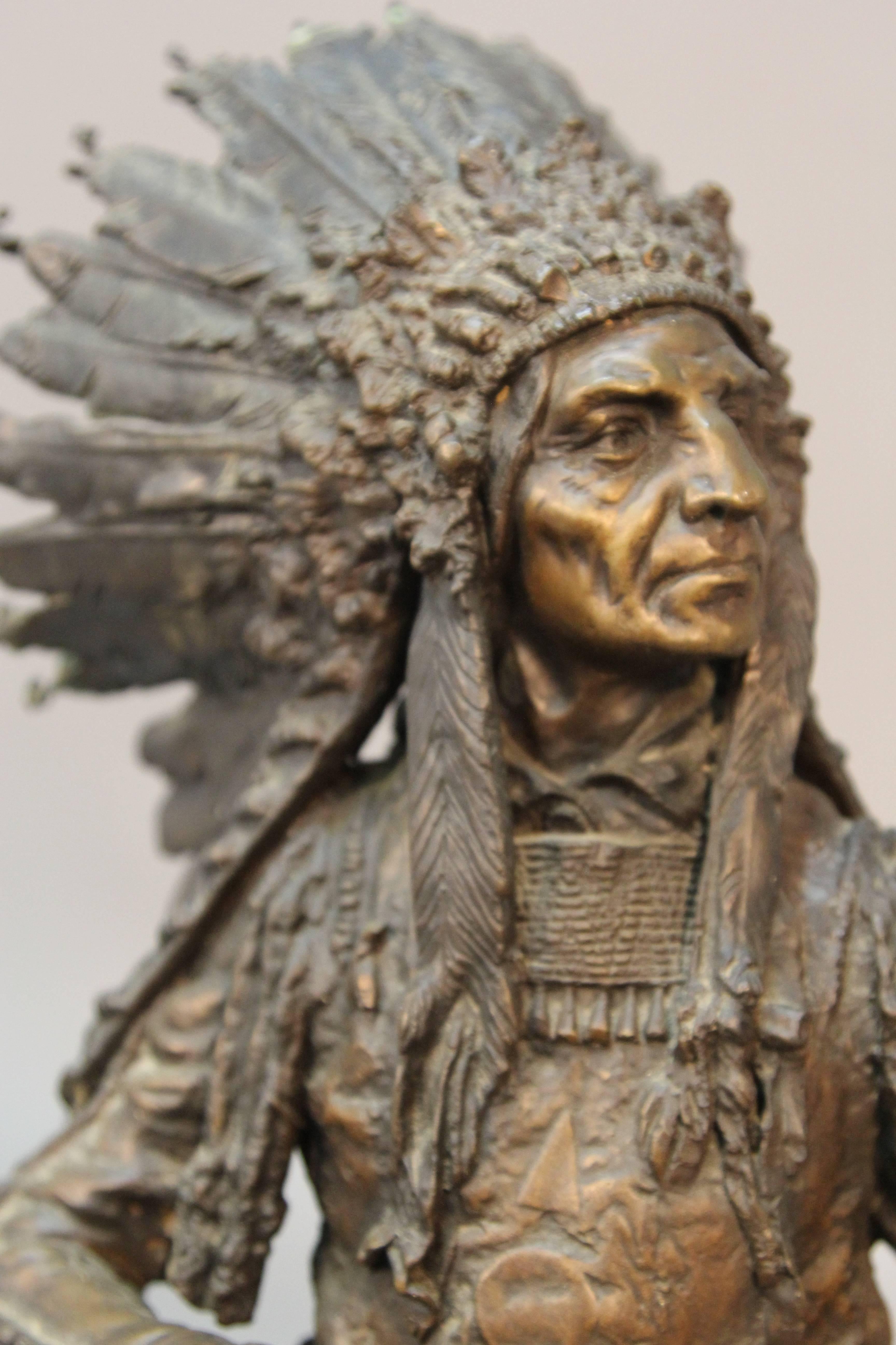 Native American Indian Statue by Carl Kauba For Sale